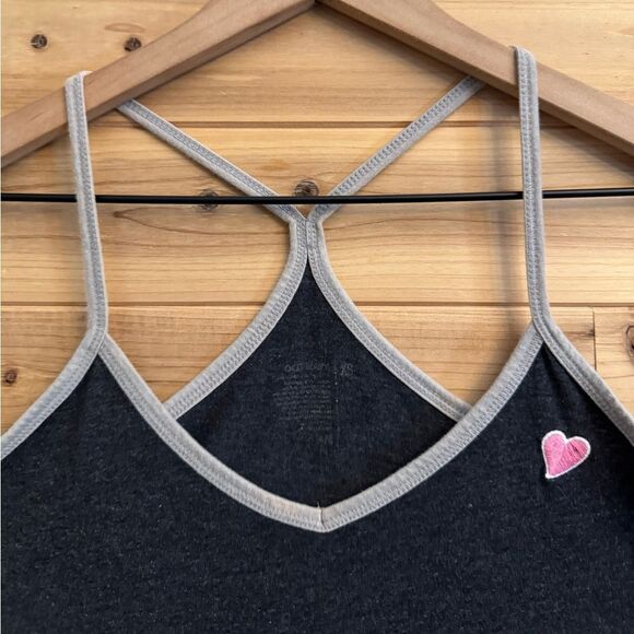 Y2K Old Navy Size XSmall Longline Tunic Racerback Embroidered Heart Tank Top - Picture 2 of 10